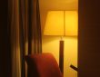 Photo Cylindrical fabric floor lamp for bedroom leisure area