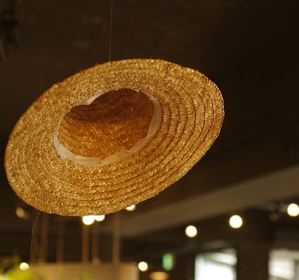 Photo industrial design straw hat pendant lamp