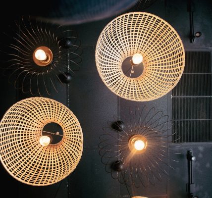 Photo woven rattan sconce