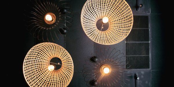 Photo woven rattan sconce